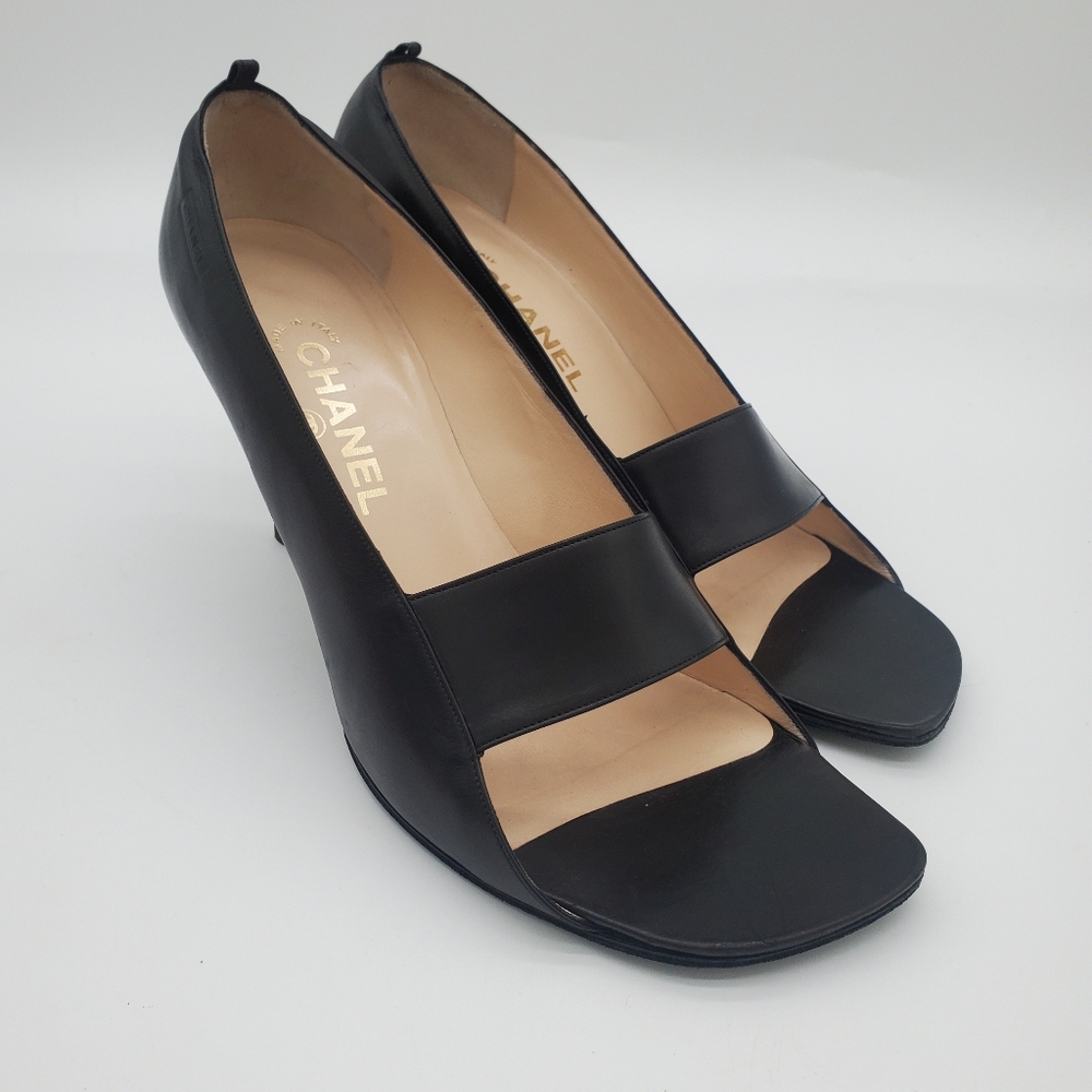 CHANEL Vintage 2000 Black Leather Pump Heels 41 - Picture 8 of 16